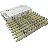 Sakura Pigma Micron drawing pens 02 Black ink, Line Width 0.3mm - 8 pack of Micron 02 black