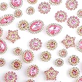 50 PCS Sew on Rhinestones Mixed Shapes Glass Light Pink Rhinestones Sew on Crystal Gems Mental Flatback with Gold Claw for Jewelry Crafts Clothes DIY Craft Shoes Dress Jewelry Making