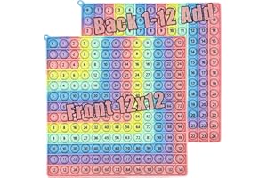 PETBSNVB Multiplication 12x12, Addition 1-12, Math Fidget Popper, Learn Multiplication, Addition with Pop Fidget Toy, Learning Tools for Students and Children, Bubble Sensory Rainbow (Rainbow-Pink)