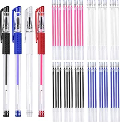 JANYUN 4 Pieces Heat Erasable Fabric Pens with 28 Refills 0.5mm Marking