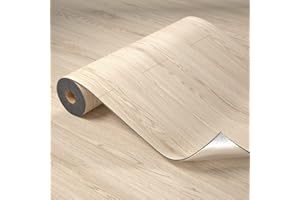 Oxdigi Peel and Stick Vinyl Flooring Roll 23x393 Inch/64 Sq.Ft, Thicken Self Adhesive Wood Plank Floor Tiles, Cushioned Waterproof for Any Room, Easy DIY Light Wood Floor Coverings