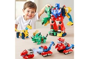 iPlay, iLearn Kids Dinosaur Transforme Robot Toy, Magnetic Construction Trucks Transform into Dinosaurs, Toddler STEM Educational Learning Toy, Cool Birthday Gifts for 3 4 5 6 7 8 Year Old Boy Girl