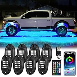 LD DARKEAGLE 8Pods RGB LED Rock Lights with APP/RF