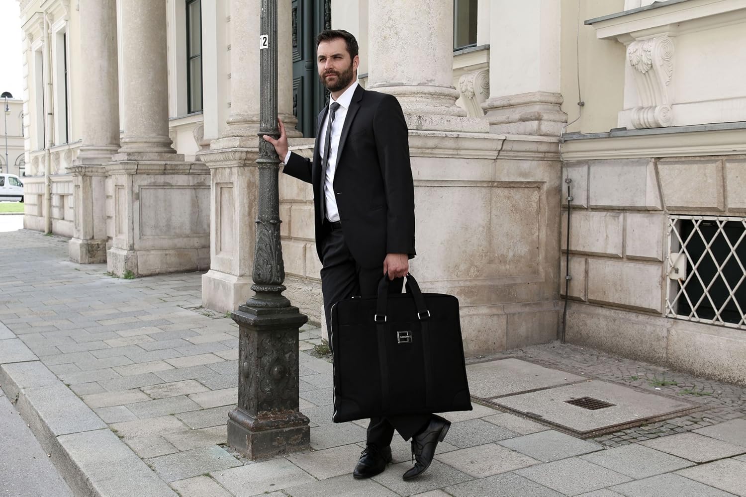 Schwarz Anzugsack Faltbar Herren Anzug Tasche Kleidersack Anzugkoffer Handgepack Sanctive Anzugtasche Kleidertasche Business Reise Reisegepack Kleidertaschen