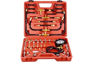 DAYUAN Fuel Injection Pressure Tester Kit, 0-140 PSI Gauge Dual Dial for Accurate Reading