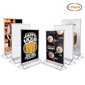 6 Pack A4 Double Sided Acrylic Sign Holder T Shaped A4 35 X
