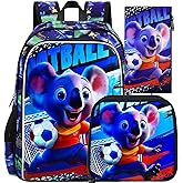 HPJGD 3PCS Boys Koala Backpack, Water Resistant Kids Soccer Bookbag Set with Lunch Box,Cute School Bag for Preschool Toddler
