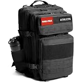 RAK-PAK 45L Tactical Gym Backpack with 2 Patch Panels, MOLLE System, Dual Bottle Holders &amp; Clamshell Opening