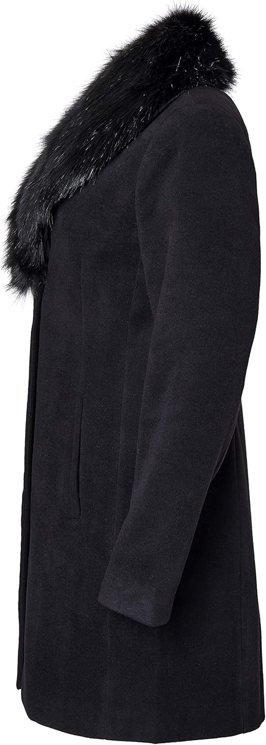 Sportoli Coats for Women Faux Wool Single Breasted Winter Jacket with Detachable Fur: Clothing
