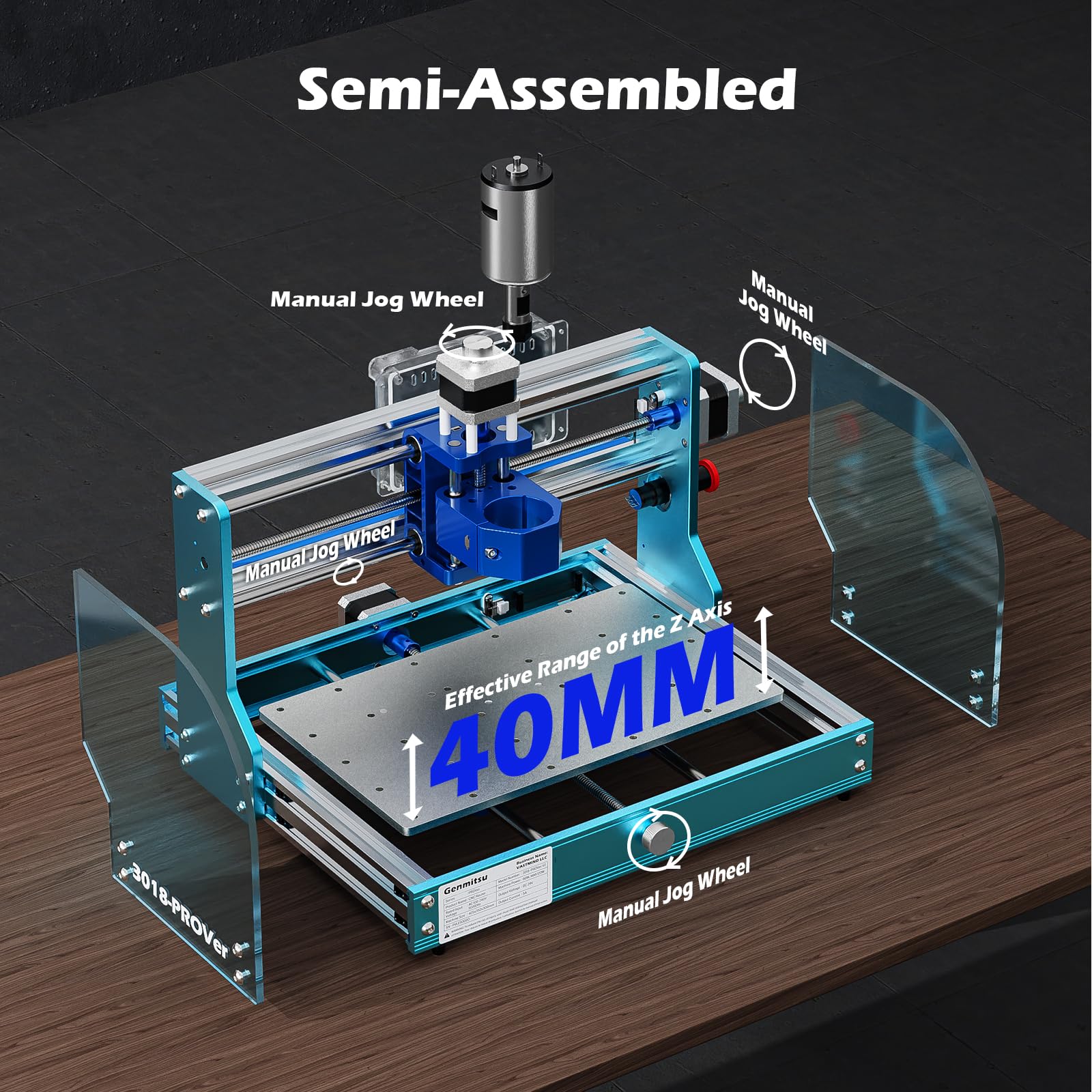 SainSmart Genmitsu 3018-PROVer V2 CNC Router Machine for Beginner, Mini Milling Engraver Kit with Z-Probe, Limit Switches, E-Stop, Ideal for Wood, Acrylic, MDF, Plastic (Without Offline Controller)