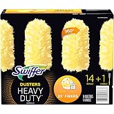 Swiffer 360 duster handle with refills, plastic handle, fleece fiber head, yellow, 14 count