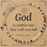 Winerbalaa Christian Gifts for Women,Cross Natural Stone Beaded Bracelet,Inspirational Religious Jewelry Gift