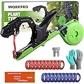 WORKPRO Plant Tying Machine with Gloves &amp; 20 Rolls of Tape &amp; 10,000 Staples | Lightweight Tape Gun for Tying Vines and Plant Support, Ideal for Tomatoes, Grapes, Cucumber and Vegetables