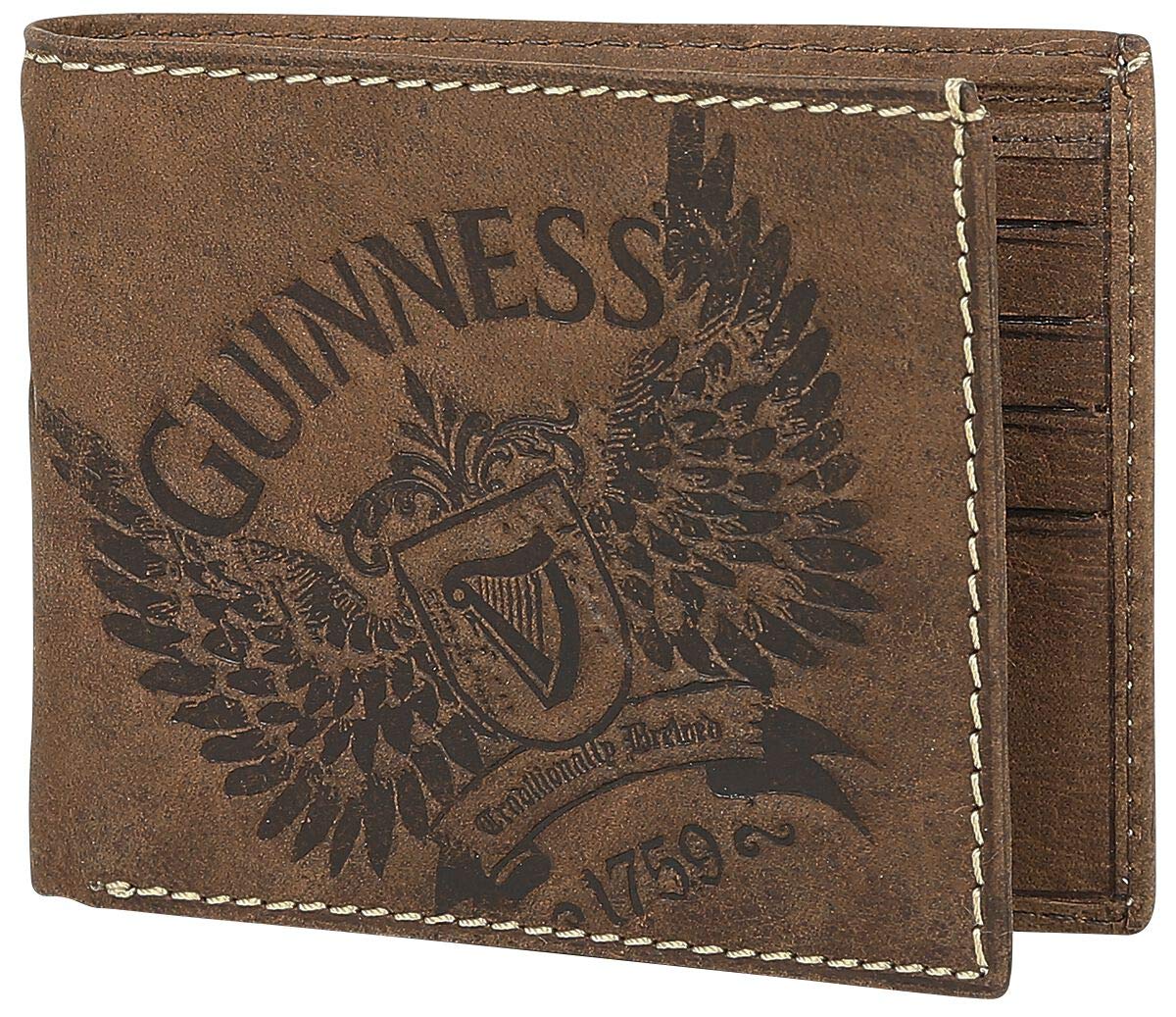 Guinness Wings Leather Wallet, Measures 11cm by 10cm, Brown