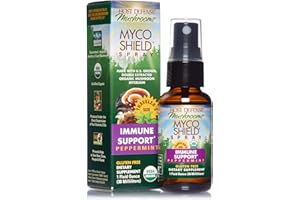 Host Defense, MycoShield Spray, Daily Immune Support, Mushroom Supplement, Peppermint, 1 fl oz