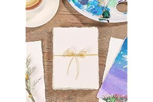 20 Sheets Cotton Watercolor Paper 4x6 Inch 300 GSM Deckled Edge Handmade Cold Pressed Rough Texture for Watercolor Painting A