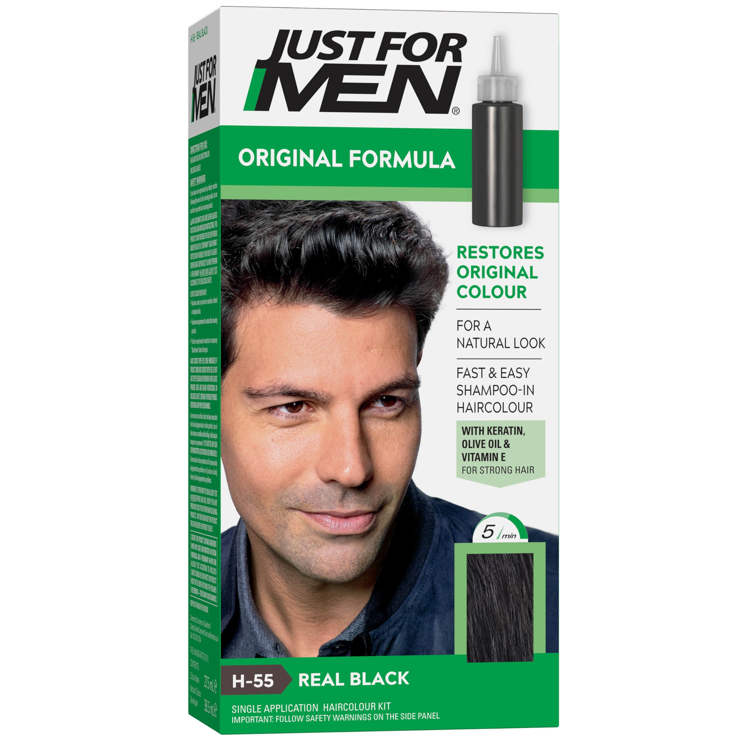Just for men Original Formula Real Black Hair Dye, Restores Original Colour for a Natural Look H55