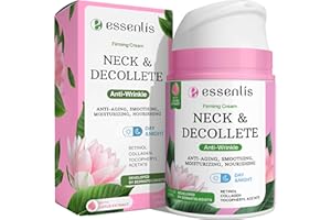 ESSENLIS Neck Firming Cream, Anti Aging Facial Moisturizer with Retinol, Collagen, Niacinamide & Hyaluronic Acid, 1.7 Fl Oz