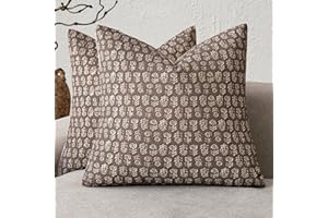 Foindtower Set of 2 Decorative Vintage Floral Print Throw Pillow Covers Neutral Modern Farmhouse Cushion Covers Boho Home Decor for Sofa Couch Chair Bedroom Living Room,20×20 Inch,Brown