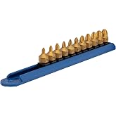 Mayhew Tools 16002 Low-Profile Dual Drive Bit Set, Phillips, 10-Piece | Titanium-Coated High-Torque Bit Set with Size-Marked Sockets &amp; Storage Rail