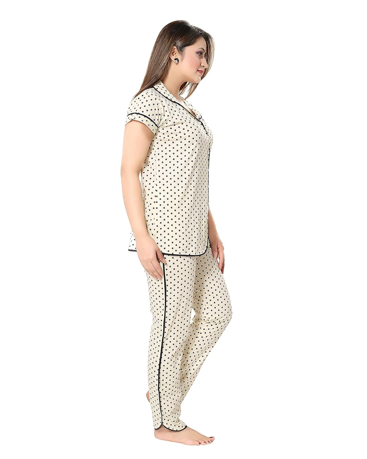 av2 women's cotton top and pyjama set (2707, beige)