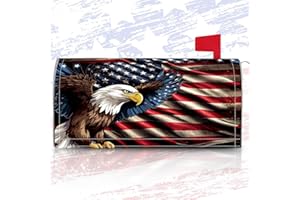 Tiamon 4th of July Mailbox Covers Magnetic Standard Size 18 x 21 Inch Patriotic American Flag Eagle Magnetic Mailbox Covers Independence Day Wraps Post Letter Box Cover for Home Garden Decor