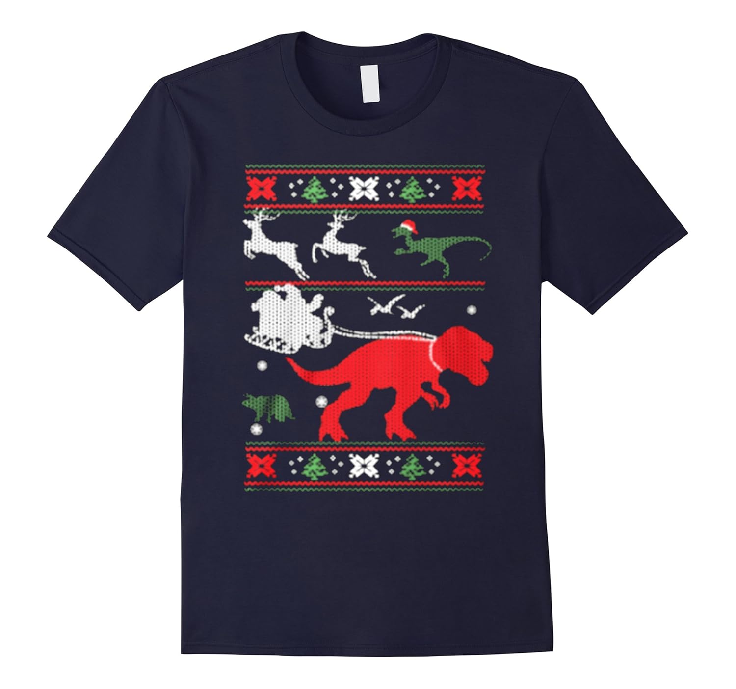 Ugly Christmas Sweater Dinosaur T-Shirt-Rose