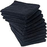 Eurow Microfiber Salon Towels – Bleachproof, Ultra Absorbent & Quick Drying – Soft, Lightweight & Durable for Hair Styling, Beauty, Barber & Spa Use, 16 x 29 Inches, 10-Pack, Black