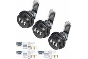 Kitmose 3 Pack Combination Cabinet Cam Lock Password Coded Lock with 3/4" Cylinder and Chrome Finish, Security Cam Locks for Cabinet Filing Drawer Mailbox (Black)