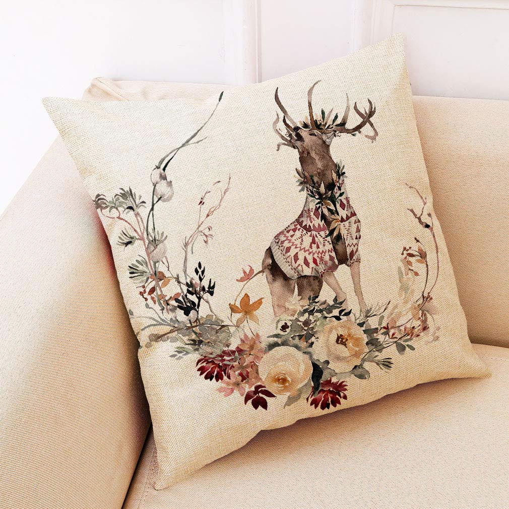 Doomfist Deep Forest Animal Style Throw Pillow Covers Animal Theme Decorative Square Cotton Linen Coastal Cushion Cover Throw Pillow case for 18 X 18 Inch Pillow Covers Set of 4 (NO Insert)