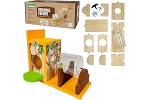 SparkJump Squirrel Feeder Kit - Sustainable FSC Wood, Easy Mounting and Assembly, Kid-Safe Mason Jar, Perfect for Outdoor Squirrel Watching & Feeding