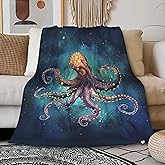 Octopus Fleece Throw Blanket Lightweight Super Soft Flannel Bed Blanket Perfect Home Decor for Couch Chair Sofa Living Room 50"X40" Small