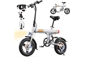 VARUN Electric Bike- Peak 500W Motor, 32km/h, 25+Miles Range, Anti-Theft Battery, Rear Shock& Dual Brake, Stylish 14" Foldable Mini E-Bike for Adults & Teens Suitable for Commuting, Shopping&Leisure