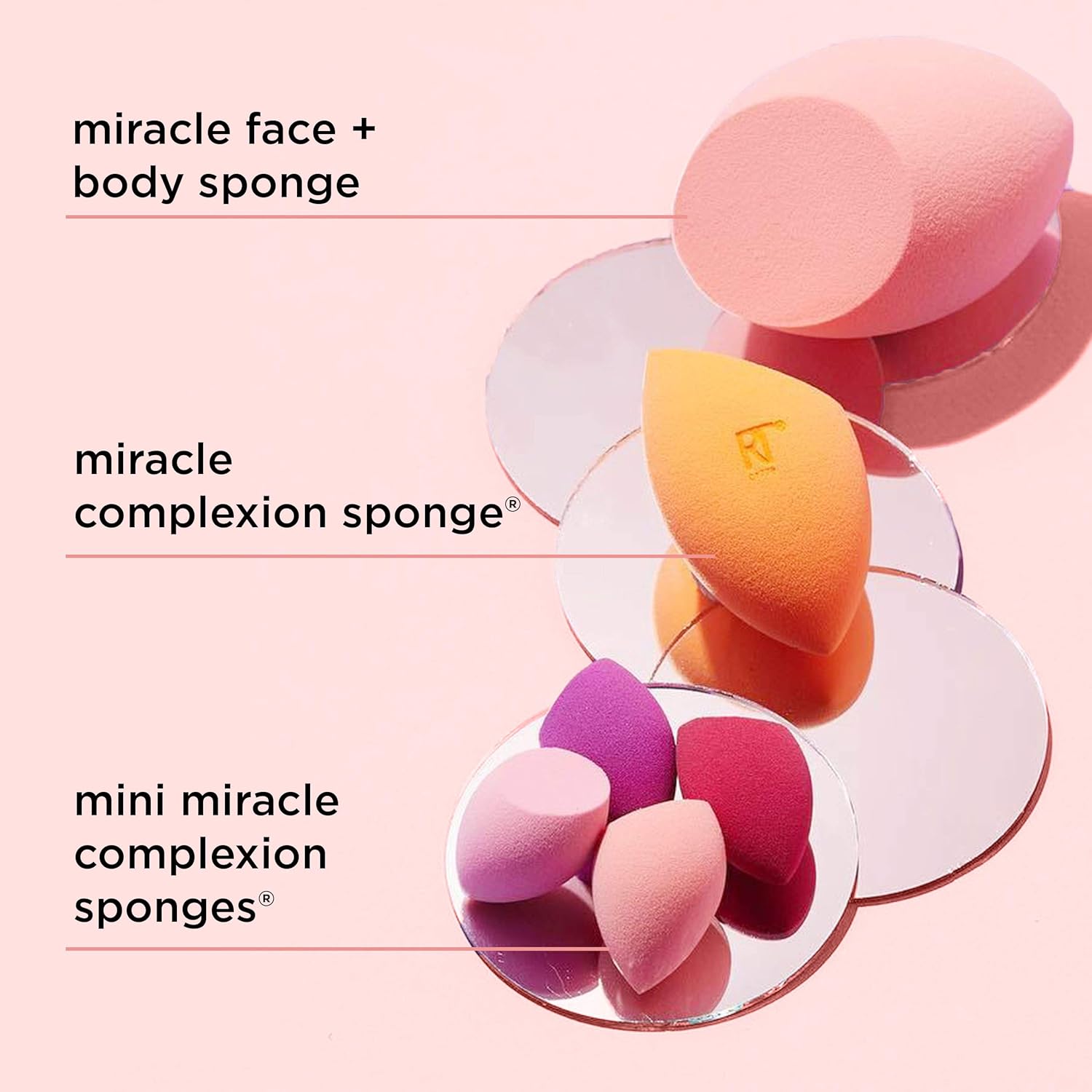 Real Techniques Mini Miracle Complexion Sponge Makeup Blender, Set of 4 Beauty Sponges: Beauty