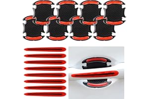 OUZORP 16Pcs Car 3D Carbon Fiber Door Handle Paint Scratch Protector, Reflective Stripe Stickers Anti-Scratch Car Outdoor Safety Warning Marker, Universal for Most Car Handles