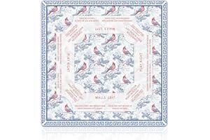 LZYRF Red and Blue Chinoiserie Christmas Mahjong Mat 31.5 x 31.5 in, Grandmillennial Christmas Tree Cardinal Anti Slip and Noise Reduction Game Table Cover for Mahjong Dominoes Card Board Tile Games