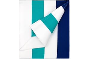 cabanana Large Oversized Beach Towel - Microfiber Sand Free 35 x 70 Inch Quick Dry Lightweight Pool Towel for Adults, Thin Striped Swim Towel (Turquoise)