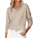 ANRABESS Women&rsquo;s Long Sleeve V Neck Cropped Sweaters Fall Outfits | Lightweight Classic Pullover Sweater Top, Comfy Soft , Business Casual Work, Travel Vacation, Winter Layer Clothes