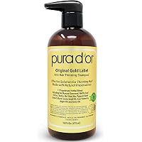 PURA D'OR Original Gold Label Anti-Thinning Shampoo Clinically Tested, Infused with Argan Oil, Biotin & Natural Ingredients, Sulfate Free, All Hair Types, Men and Women, 16 Fl Oz (Packaging may vary)