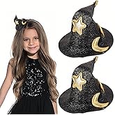 Kistreao Halloween Witch Hat Hair Clips 2Pcs Mini Top Hat Hair Barrettes for Women Star Moon Girls Hair Accessories for Halloween Party Decorations Supplies Black