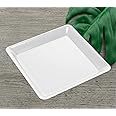4 Heavy Duty 12" White Square Plastic Serving Platters - Decorative Wedding & Party Trays