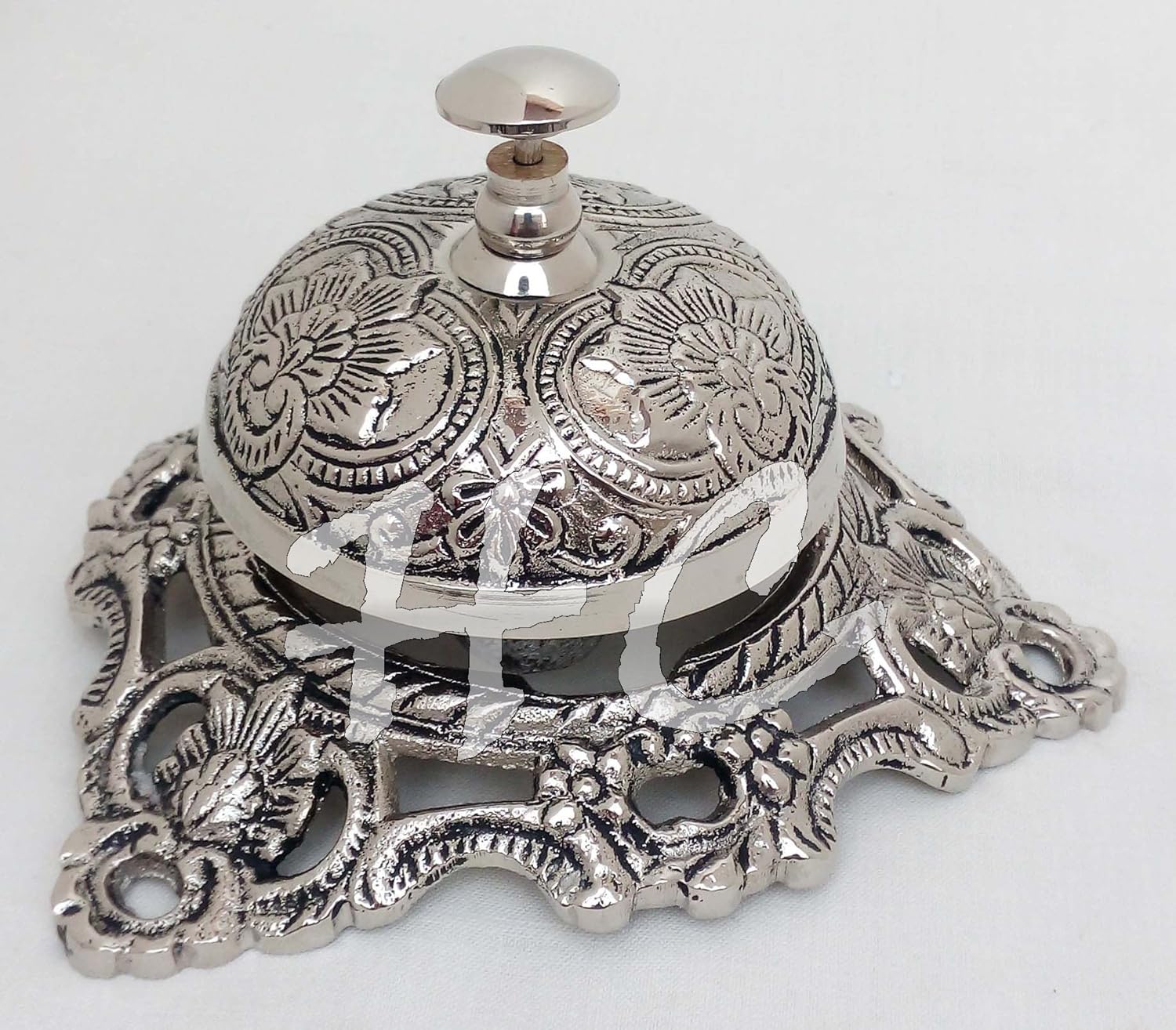 Hanzla Collection Vintage Brass Reception Desk Service Bell Ornate Call Ringer School Office Bell