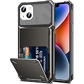 TITACUTE for iPhone 14 Plus Case Wallet 5 Credit Card Holder Slot Flip Cover Design Back Pocket Dual Layer Armor Anti-Scratch Hard Shell Hybrid TPU Protective Bumper for iPhone 14+ 6.7 Gunmetal Bronze