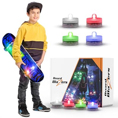 Board Blazers Crazy Color Changing LED Underglow Skateboard Lights - Christmas Gifts for Skateboarders, Skateboard Accessories for Kids, Kid Stocking Stuffers, Scooters Lights for Night Riding