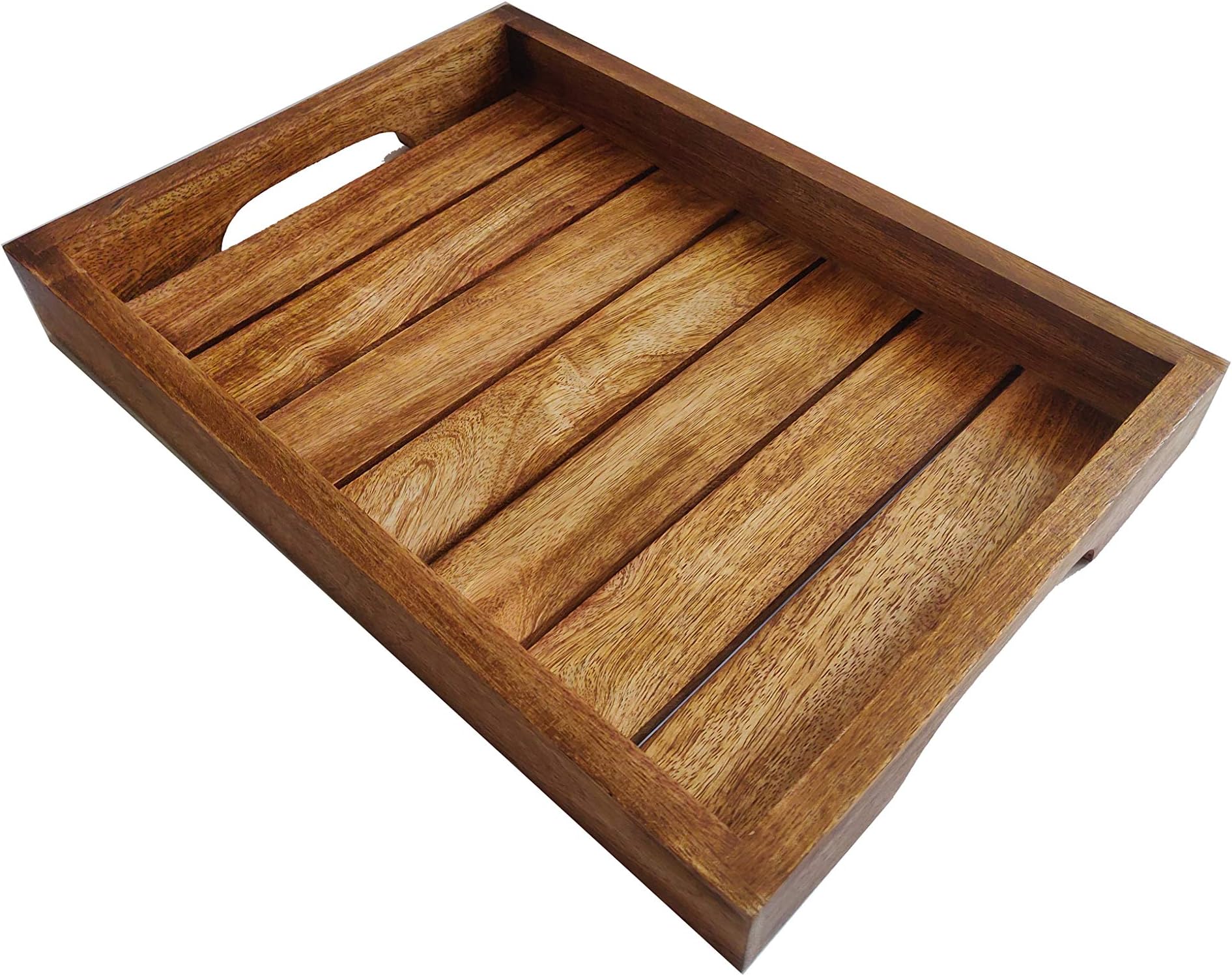 WoodGraphs Handmade Multipurpose Serving Tray (Wooden,Brown,12x8.5x1.5 Inches)