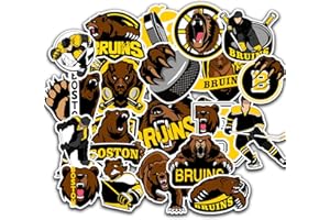 MEDIAWORKS 20 PCS Boston American Hockey Bruins Stickers for Water Bottle, Laptop, Bicycle, Computer, Motorcycle, Travel Case, Car Decal Decoration Sticker