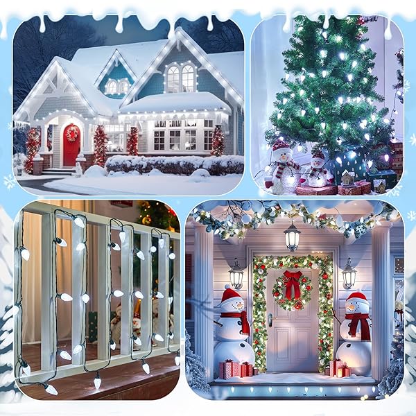 BRIGHTOWN 2 PACK TOTAL 132FT 200LED OUTDOOR C9 LED CHRISTMAS STRING LIGHTS, PLUG-IN CONNECTABLE WATERPROOF ROOFLINE STRING LIGHTS FOR OUTSIDE CHRISTMAS HOLIDAY DECOR