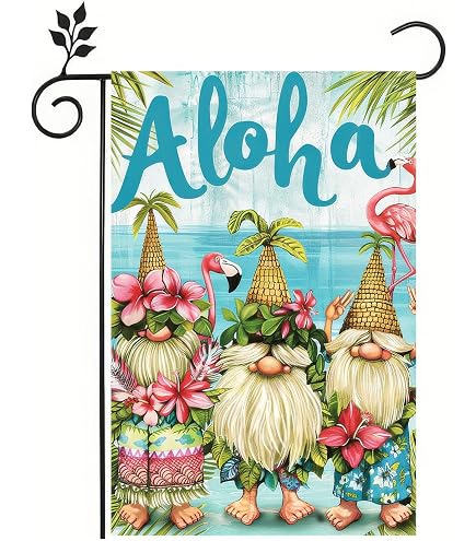 Gartenflagge Leinen 'Aloha' – Hawaii Tropical Tiki Bar Design, 33x48 Cm, Doppelseitig Bedruckt