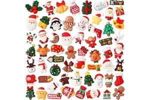 DTOFOOT 60 Pcs Mini Christmas Resin Charms，60 Styles Miniature Ornaments Flatback Resin Charms Beads for Scrapbook Phone Cases Hair Clips DIY Christmas Craft Supplies