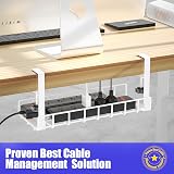 Xpatee Under Desk Cable Management Tray No Drill Clamp Wire Organizer White view 6